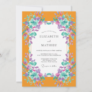 Convite Casamento Folhagem Roxa Marigold