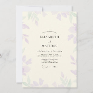Convite Casamento Folhagem Roxa Menta