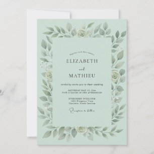 Convite Casamento Folhagem Verde Menta Pacífico