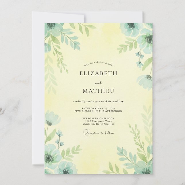 Convite Casamento Folhas Amarelas Manteiga (Frente)