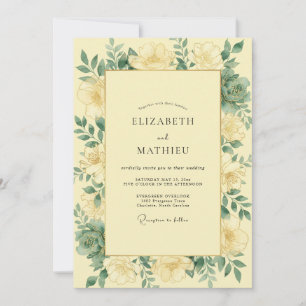 Convite Casamento Folhas Amarelas Manteiga Jardim