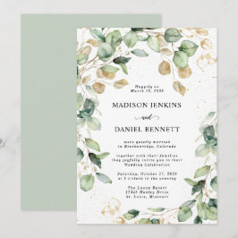Convite Casamento Folhas Douradas de Eucalipto