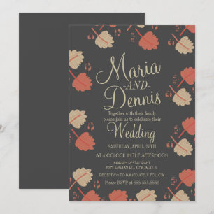 Convite Casamento Folhas Neutras Terracota Simples Outono