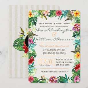 Convite Casamento Folhas tropicais, Flora & Rico