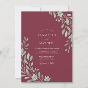 Convite Casamento Folhoso Bordeaux