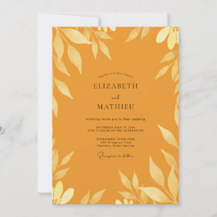 Convite Casamento Folhoso de Mostarda Ocre