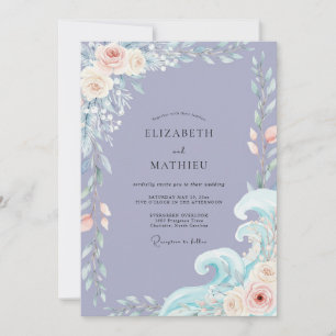 Convite Casamento Folhoso Oceano Azul-Pervinca