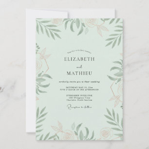Convite Casamento Folhoso Seafoam Sage