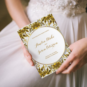 Convite Casamento Foliar Dourado Luxurioso