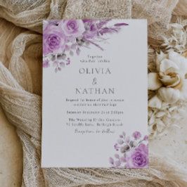 Convite Casamento Foral de Boho, Lavanda Roxa, lindo