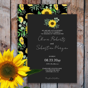 Convite Casamento Formal Amarelo Girassóis
