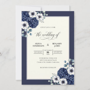 Convite Casamento Formal Anêmona à Meia-Noite