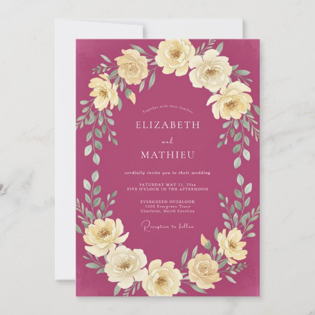 Convite Casamento Formal Atmosférico com Amora (Frente)