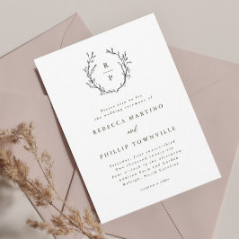 Convite Casamento Formal Branco e Preto do Monograma Elega