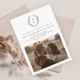 Convite Casamento Formal Branco e Preto do Monograma Elega