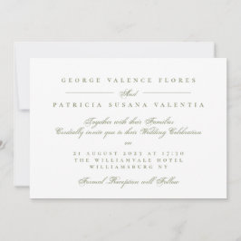 Convite Casamento Formal Caligrafia Verde Musgo