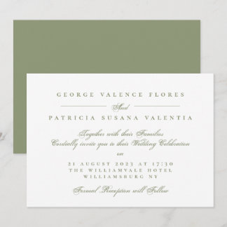 Convite Casamento Formal Caligrafia Verde Musgo