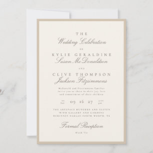 Convite Casamento Formal Champanhe Bege Marfim