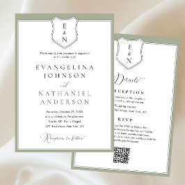 Convite Casamento Formal Clássico Elegante Crista Script V