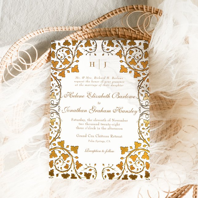 Convite Casamento Formal Clássico Elegante Rococo Vintage (Formal Classy Floral Elegant Wedding Invitation)