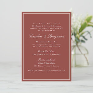 Convite Casamento Formal Clássico em Vermelho Ferrugem Scr