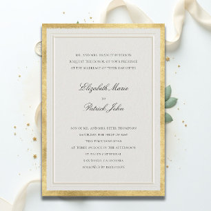 Convite Casamento Formal Clássico Moderno Elevado Dourado