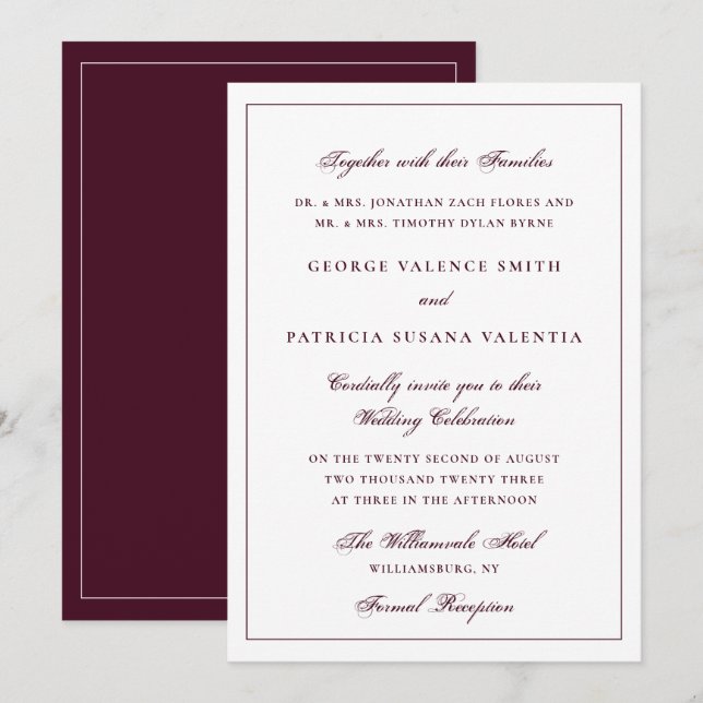 Convite Casamento Formal com Gravata Preta Tradicional de  (Frente/Verso)