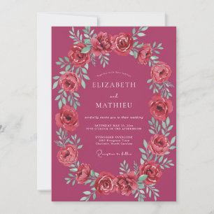 Convite Casamento Formal com Magenta Polido