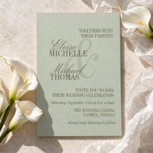Casamento Formal com Moderno Roteiro Verde Sage