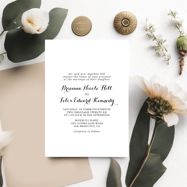 Convite Casamento Formal da Caligrafia Moderna (Criador carregado)