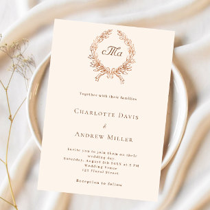 Convite Casamento formal da crista bege