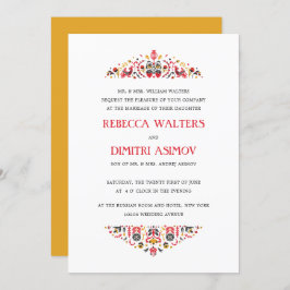 Convite Casamento Formal Da Flor Russa Art Khokhloma