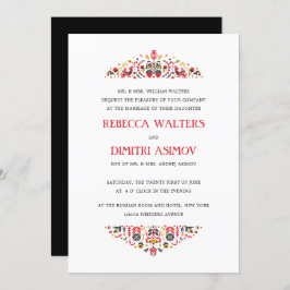 Convite Casamento Formal Da Flor Russa Art Khokhloma