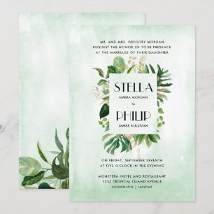Convite Casamento formal da folha tropical selvagem do