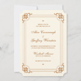 Convite Casamento Formal Da Legenda Cobre Ivory Vintage