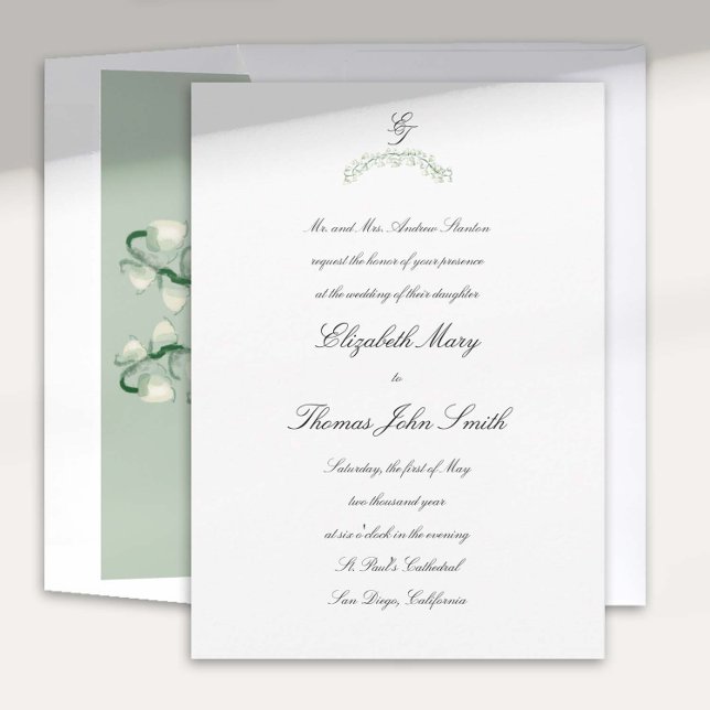 Convite Casamento Formal De Arch De Lily Valley (lily valley formal classic wedding invitation card watercolor arch crest monograms calligraphy)