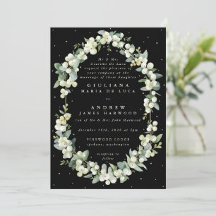 Convite Casamento Formal de Black Snowberry+Eucalyptus