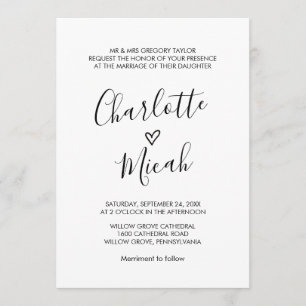 Convite Casamento Formal De Coração Desenhado À Mão