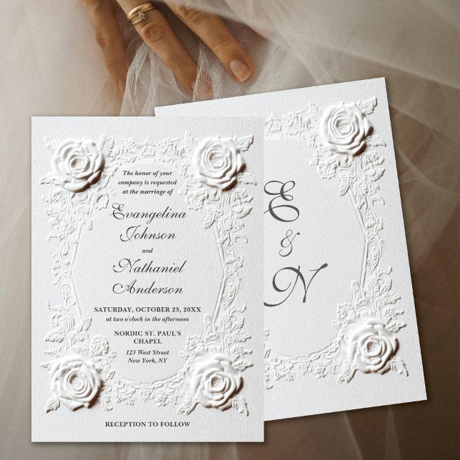 Convite Casamento Formal De Faux De Script Elegante De Ros (Criador carregado)