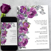 Casamento Formal De Flores De Aquarela Roxo Elegan