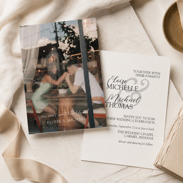 Convite Casamento Formal de Foto em Marfim Elegante (Elegant Ivory Photo Formal Wedding Invitation)