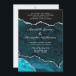 Convite Casamento Formal De Gito De Glitter De Agato De Te<br><div class="desc">Convocação para casamento do Teal Elegance Silver Glitter Agate com o convite formal hospedado pelos pais do casal. Criado por © Casamentos Lesruba.</div>