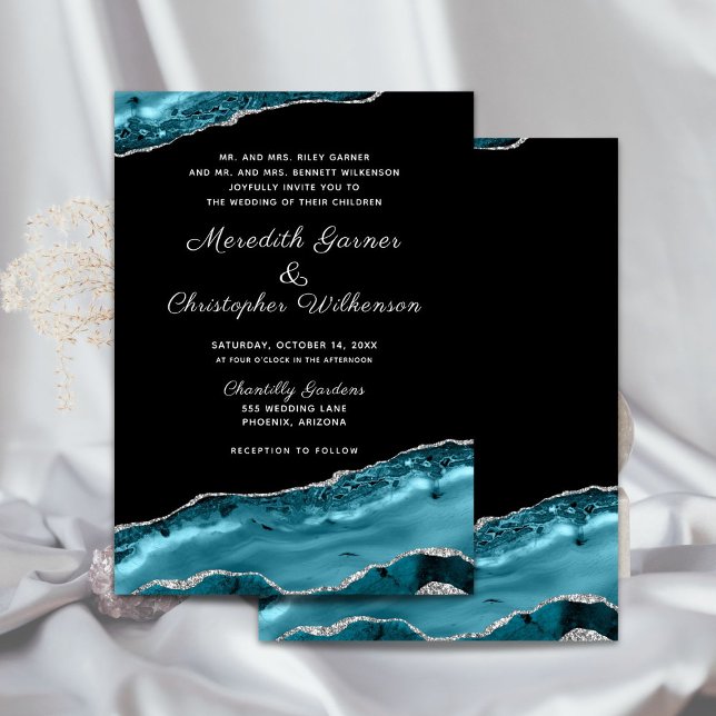 Convite Casamento Formal De Gito De Glitter De Agato De Te (Criador carregado)