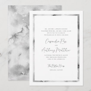 Convite Casamento Formal de Moldura de Marte Preta e Branc