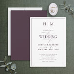 Convite Casamento Formal de Monograma com Púrpura<br><div class="desc">Você está procurando um convite de casamento moderno, formal e elegante? Não olhe mais do que nosso legante convite para casamentos de caligrafia de monograma roxo de ameixa. Este belo convite apresenta seu monograma personalizado em plum rople e seus detalhes pessoais acentuados com a caligrafia moderna à mão. A parte...</div>