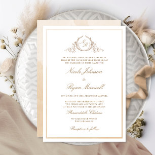 Convite Casamento Formal De Monograma De Creme De Água