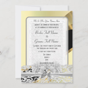 Convite Casamento formal de ouro branco elegante e elegant