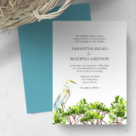 Convite Casamento Formal de Pássaros Aquarela Tropical