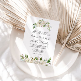 Convite Casamento Formal de Peony Floral White Winter Peon