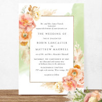 Casamento Formal De Pêssego Blush Floral Verde